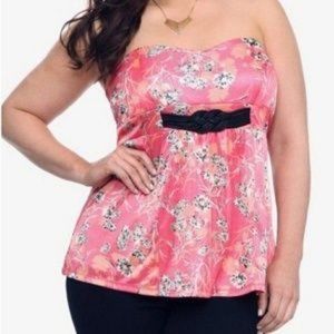 Torrid Pink Floral Stapless Top